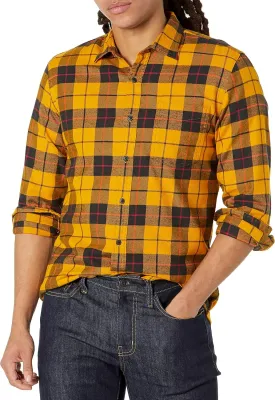 Amazon Essentials Men's Flannel Shirts Long Sleeve, Slim-Fit Button Down Plaid
