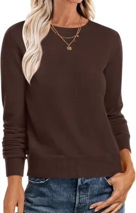 ANRABESS Women's Long Sleeve Crewneck Classic 2025 Fall Soft Loose Fit Basic Pullover Sweaters Top
