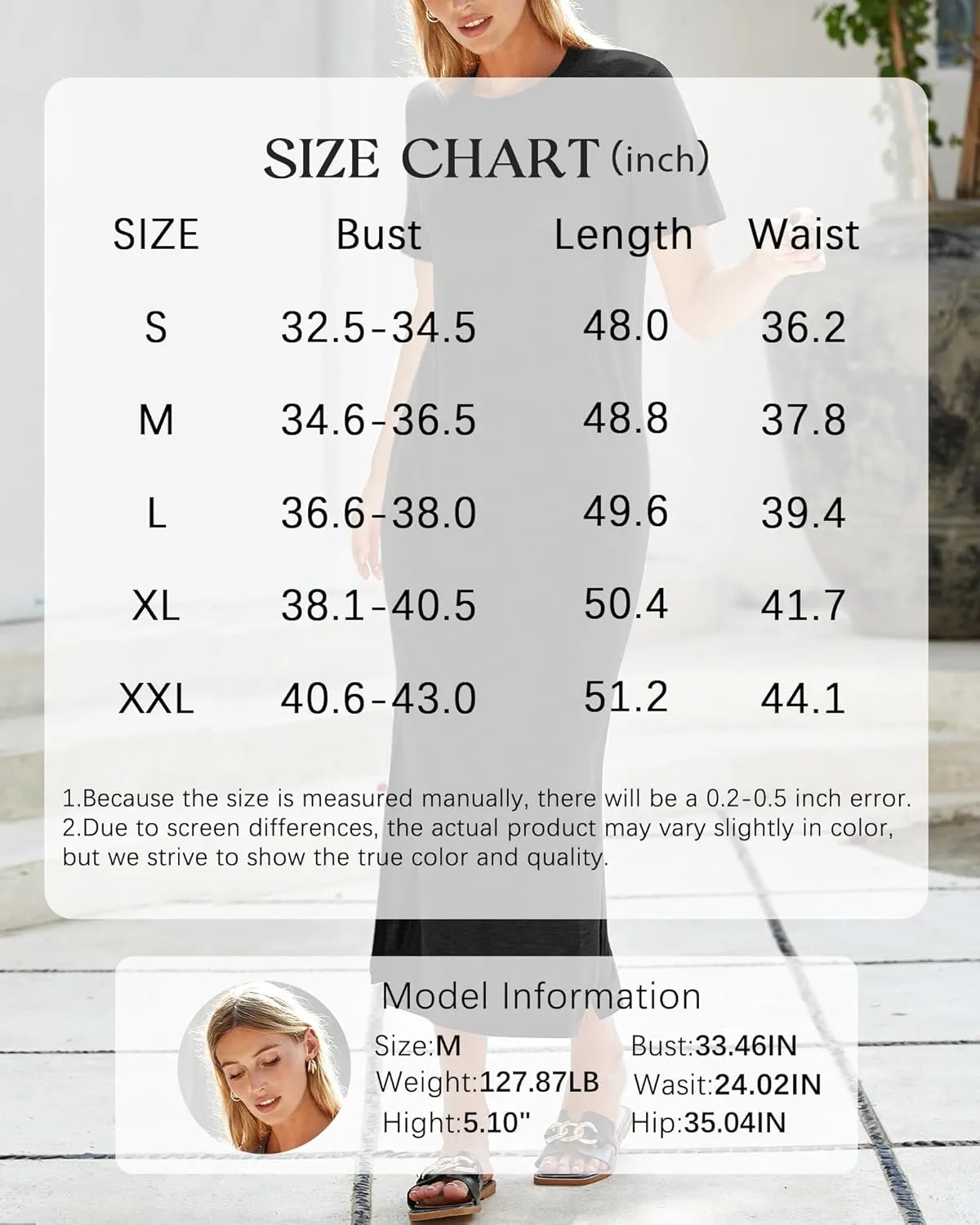 Arach&Cloz Women's Wool Blend Lightweight Summer Casual T Shirts Maxi Dress 2025