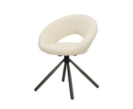 Artiss Dining Chairs Swivel Base Beige Boucle Sherpa Set of 2