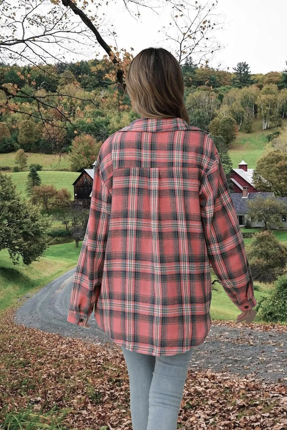 Asiertiy Womens Buffalo Plaid Flannel Shirt Long Sleeve Collar Button Down Blouses Lightweight Tops (S-2XL)