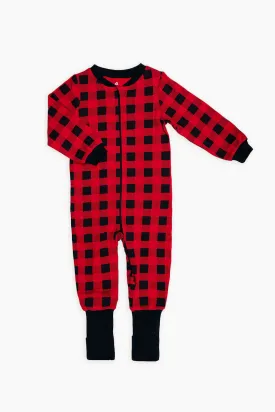 Baby Red & Black Buffalo Plaid Convert-A-Foot Sleeper