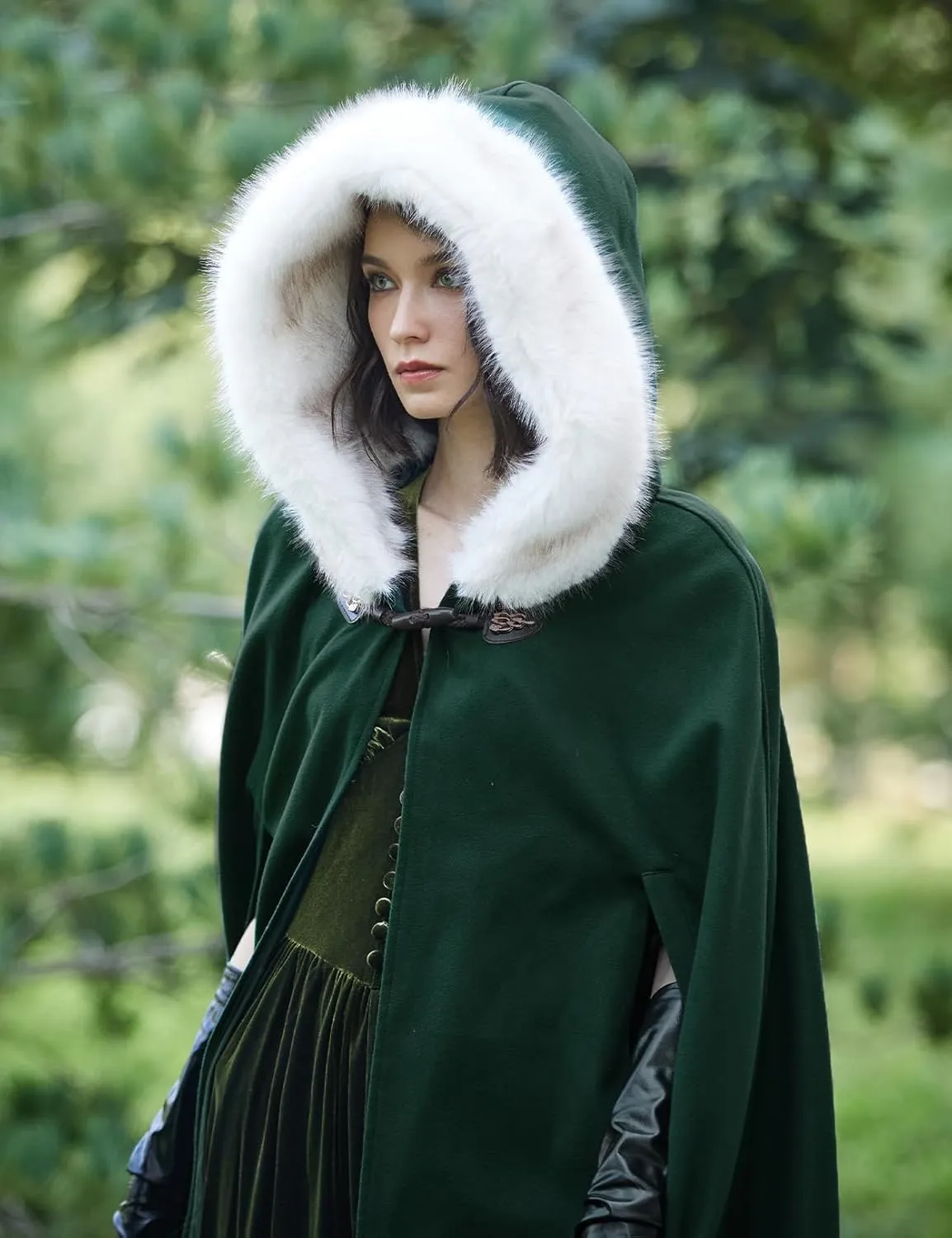 BEAUTELICATE Renaissance Hooded Cloak Cosplay Medieval Wool Blend Halloween Winter