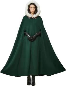BEAUTELICATE Renaissance Hooded Cloak Cosplay Medieval Wool Blend Halloween Winter