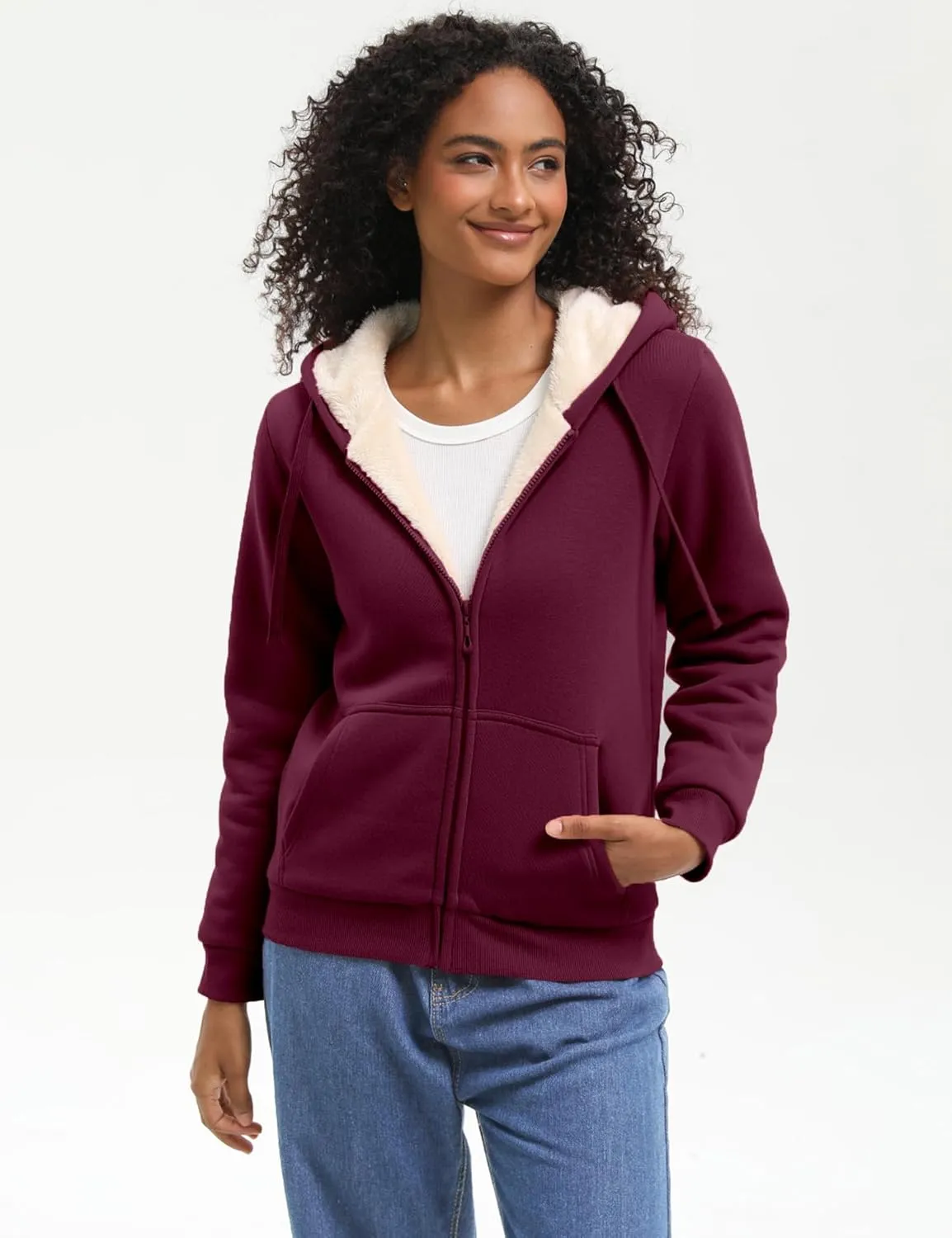 Bumeex Women' Sweatshirt,Sherpa-Lined Hoodie
