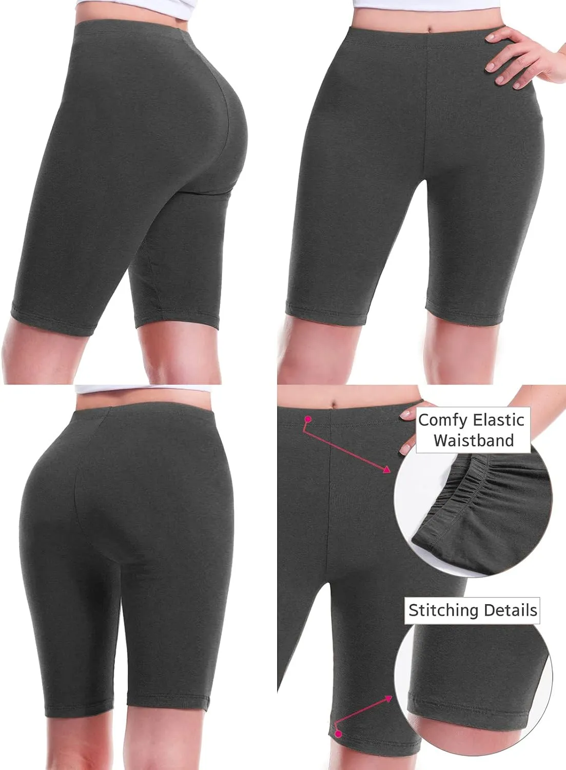 Design by Olivia Women's Basic High Waisted Active Yoga Soft Biker Shorts