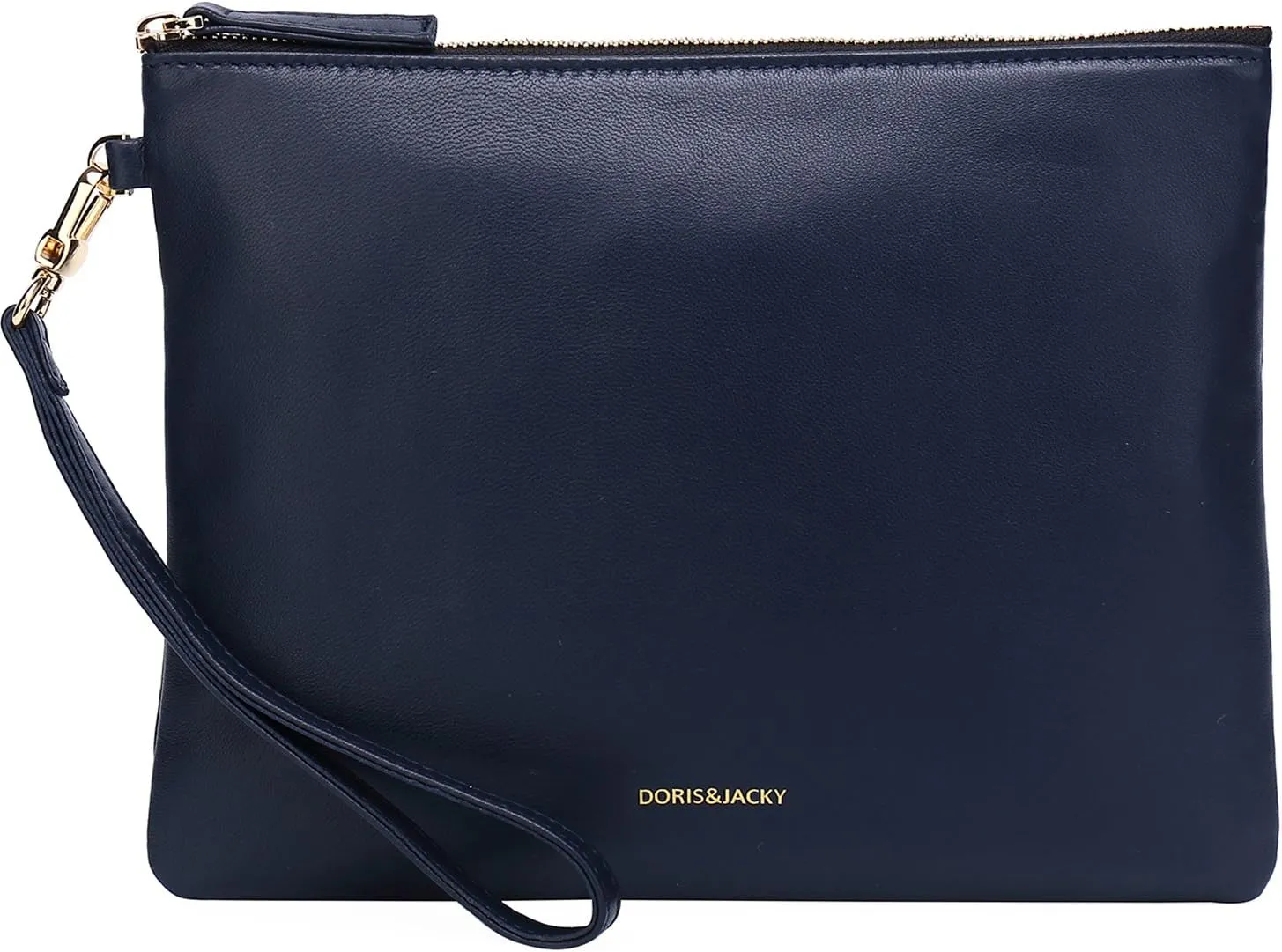 DORIS&JACKY Lambskin Leather Wristlet Clutch Purse For Women Large Soft Designer Wallet With Strap