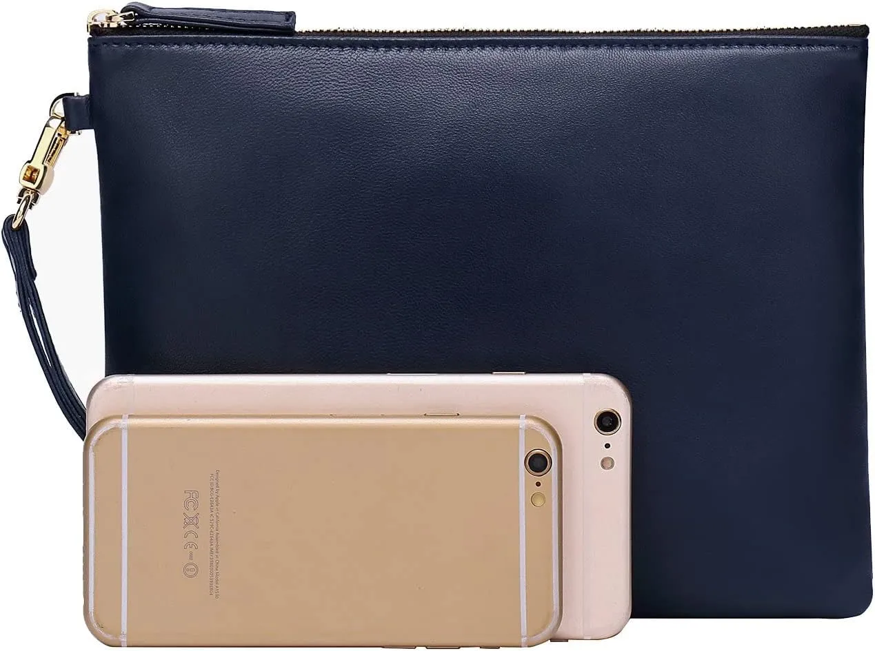 DORIS&JACKY Lambskin Leather Wristlet Clutch Purse For Women Large Soft Designer Wallet With Strap