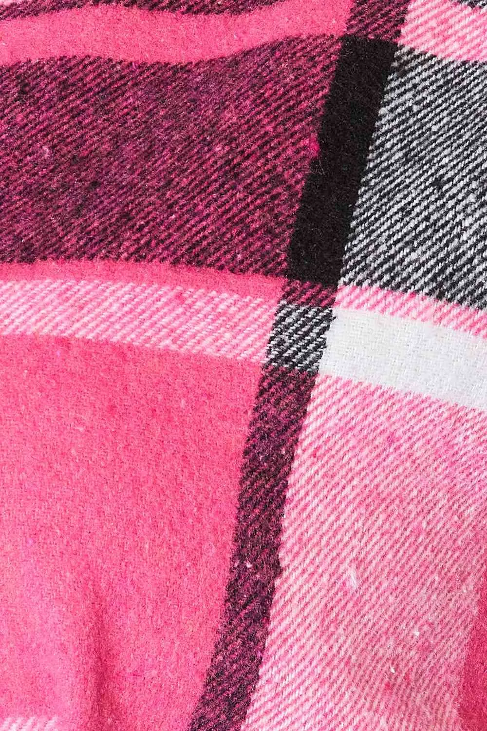 Double Take Plaid Button Up Collared Neck Jacket (BFD) T