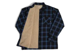 Girl Sherpa Lined Fleece Flannel Black/Blue