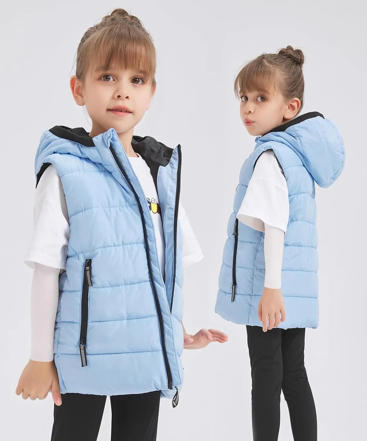 Hiheart Boys Girls Zip-up Fleece Lined Cotton Padded Vest with Hood