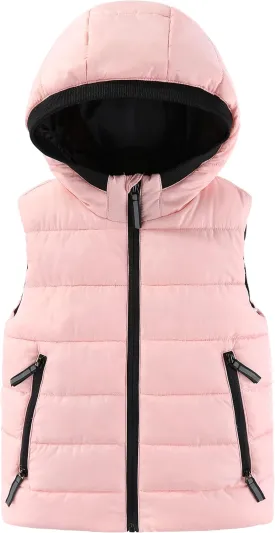 Hiheart Boys Girls Zip-up Fleece Lined Cotton Padded Vest with Hood