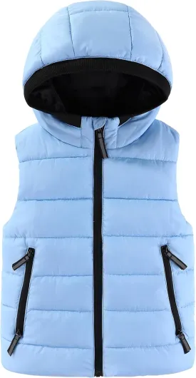 Hiheart Boys Girls Zip-up Fleece Lined Cotton Padded Vest with Hood