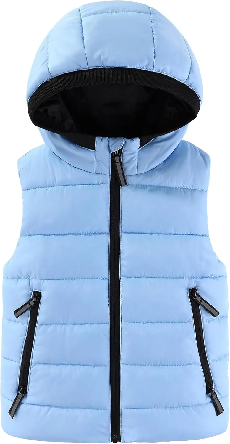 Hiheart Boys Girls Zip-up Fleece Lined Cotton Padded Vest with Hood