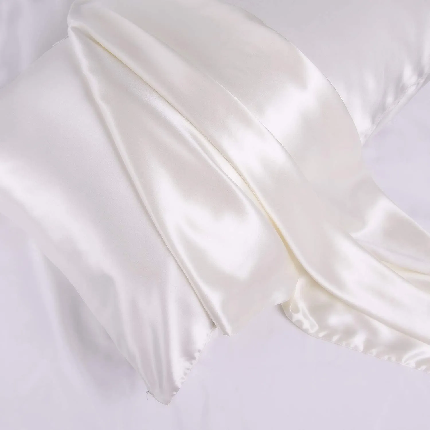 Ivory White Silk Pillowcase - King - Zip Closure
