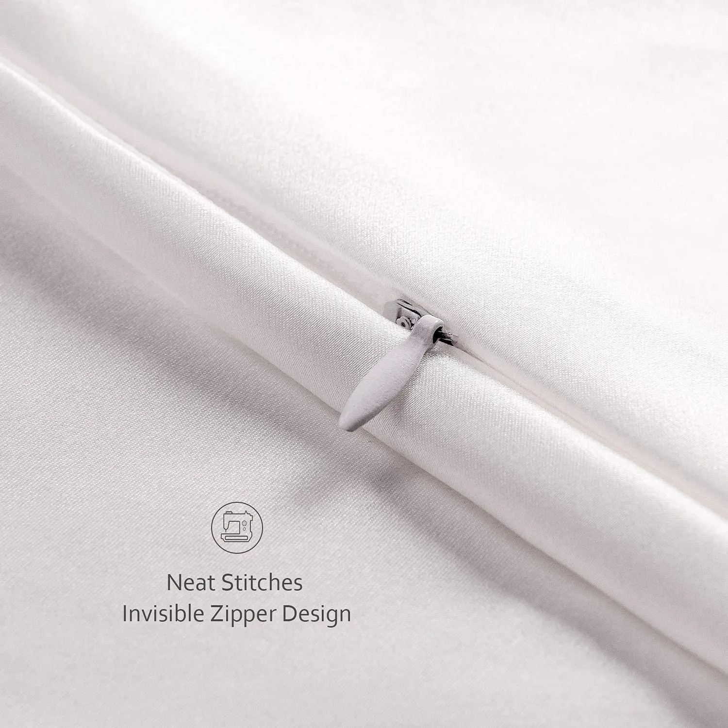 Ivory White Silk Pillowcase - King - Zip Closure