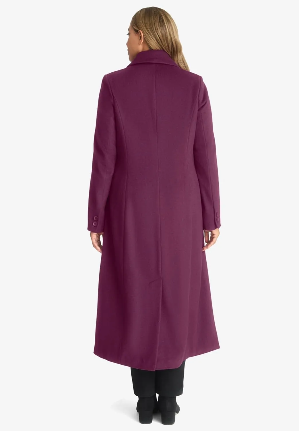 Jessica London Women's Plus Size Full Length Wool Blend Coat