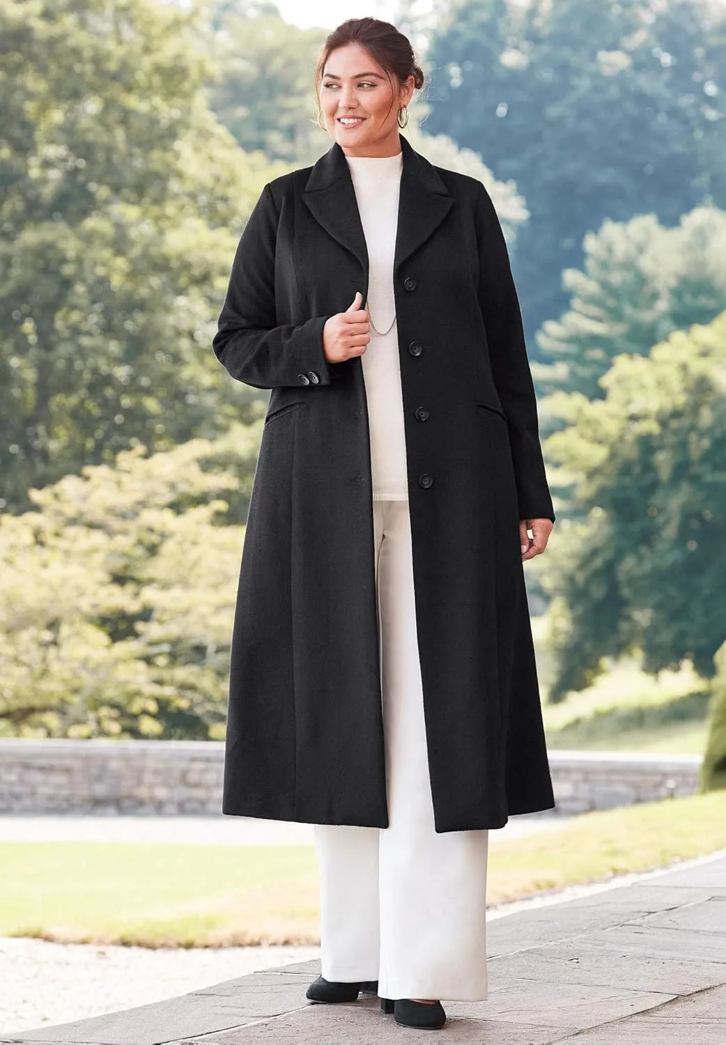 Jessica London Women's Plus Size Full Length Wool Blend Coat