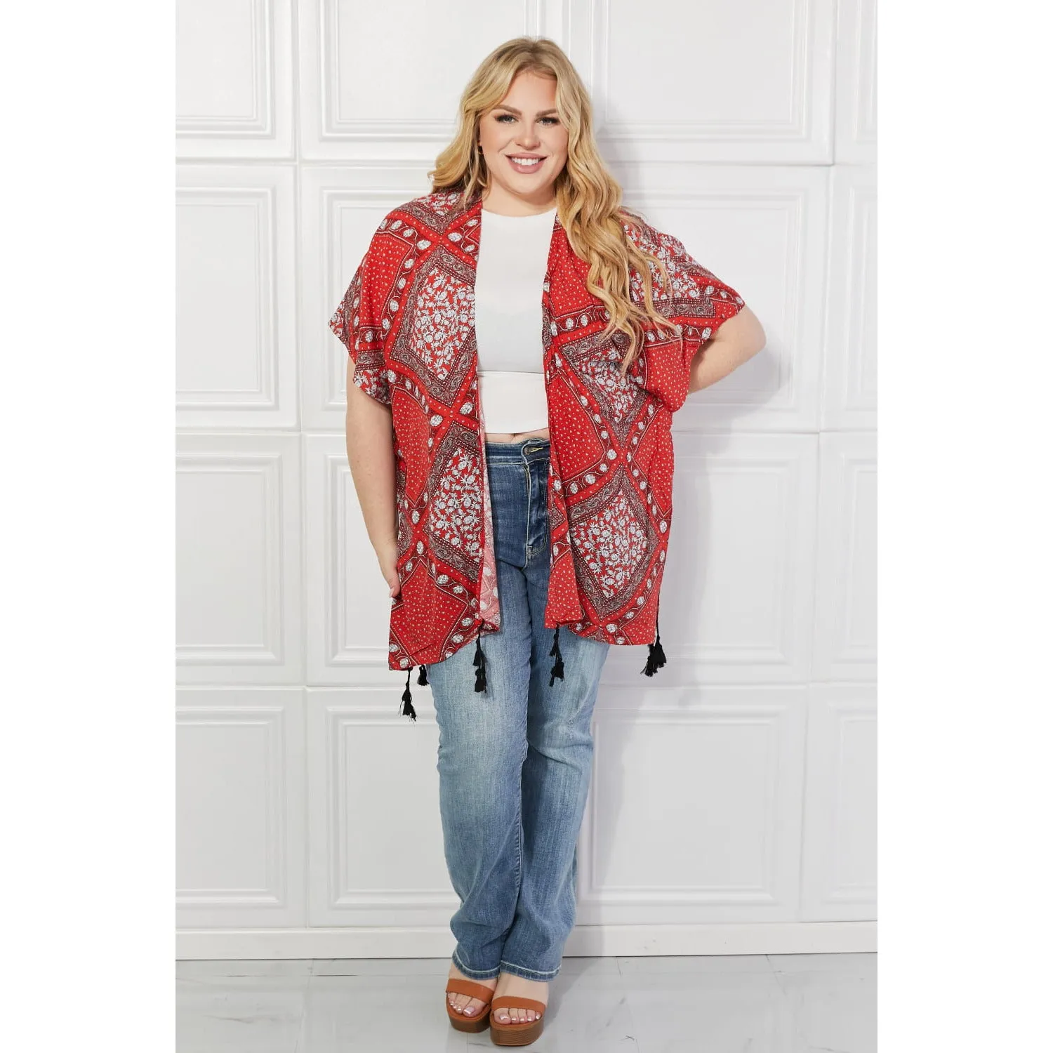 Justin Taylor Paisley Design Kimono in Red