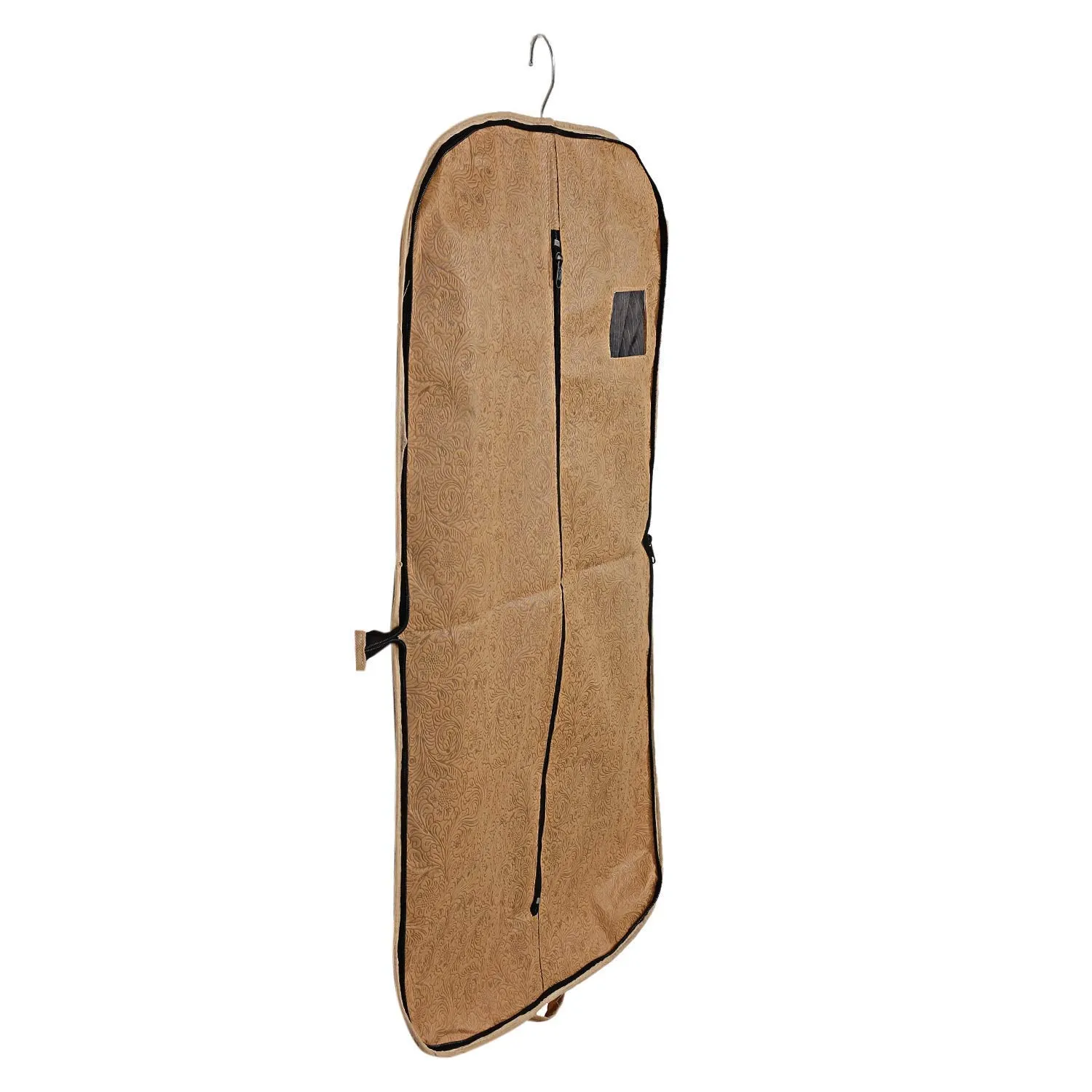 Kuber Industries Embossed Design 3 Pieces Foldable Non Woven Men's Coat Blazer Cover (Golden) -CTKTC042163