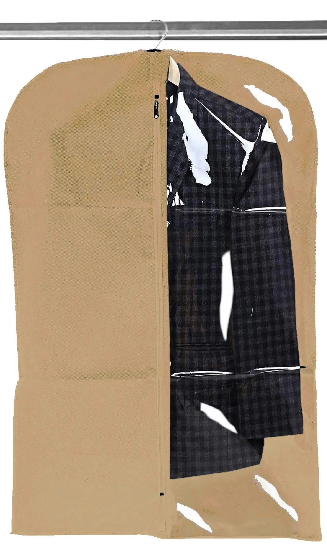 Kuber Industries Exclusive Blazer cover Bag|Coat Cover For Wardrobe|Hanging Clothes Cover for Jacket, Suit, Dresses|Half Transparent|Pack of 3 (Brown)