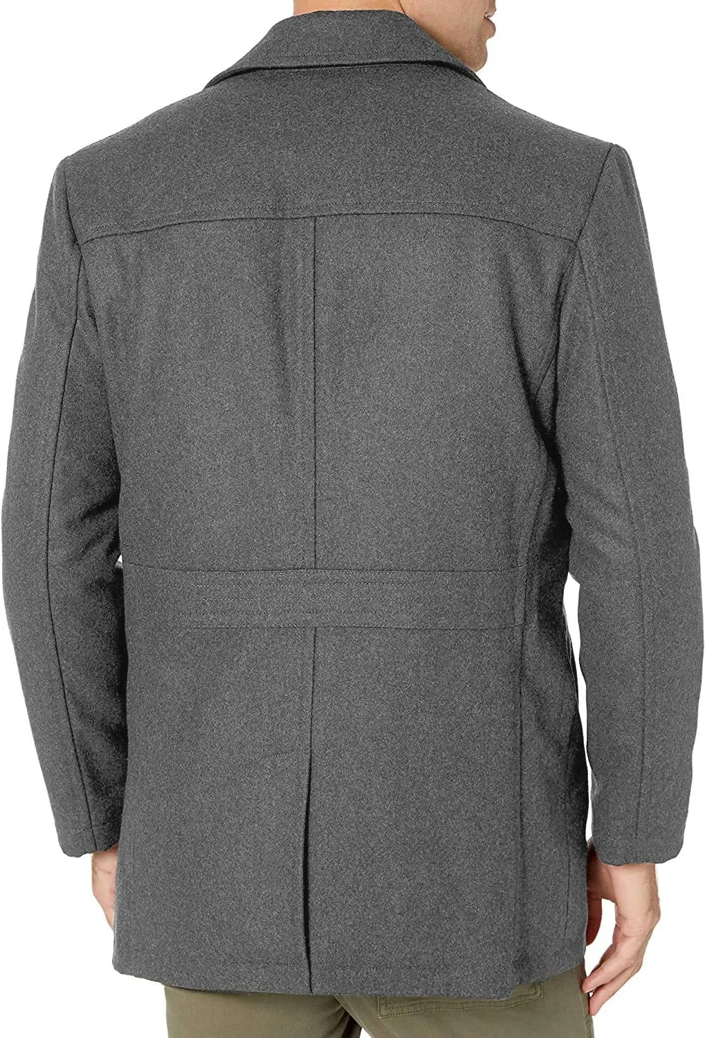 LONDON FOG Men's Amity 34" Wool Blend Car Coat with Scarf