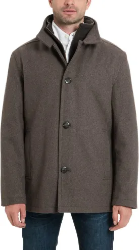 LONDON FOG Men's Wool Blend Car Coat with Bib
