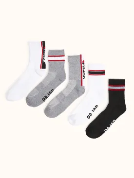 Men's Half Cushion Breathable Quarter Crew Socks (5 Pairs)