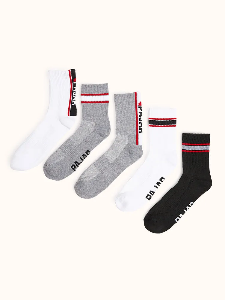 Men's Half Cushion Breathable Quarter Crew Socks (5 Pairs)