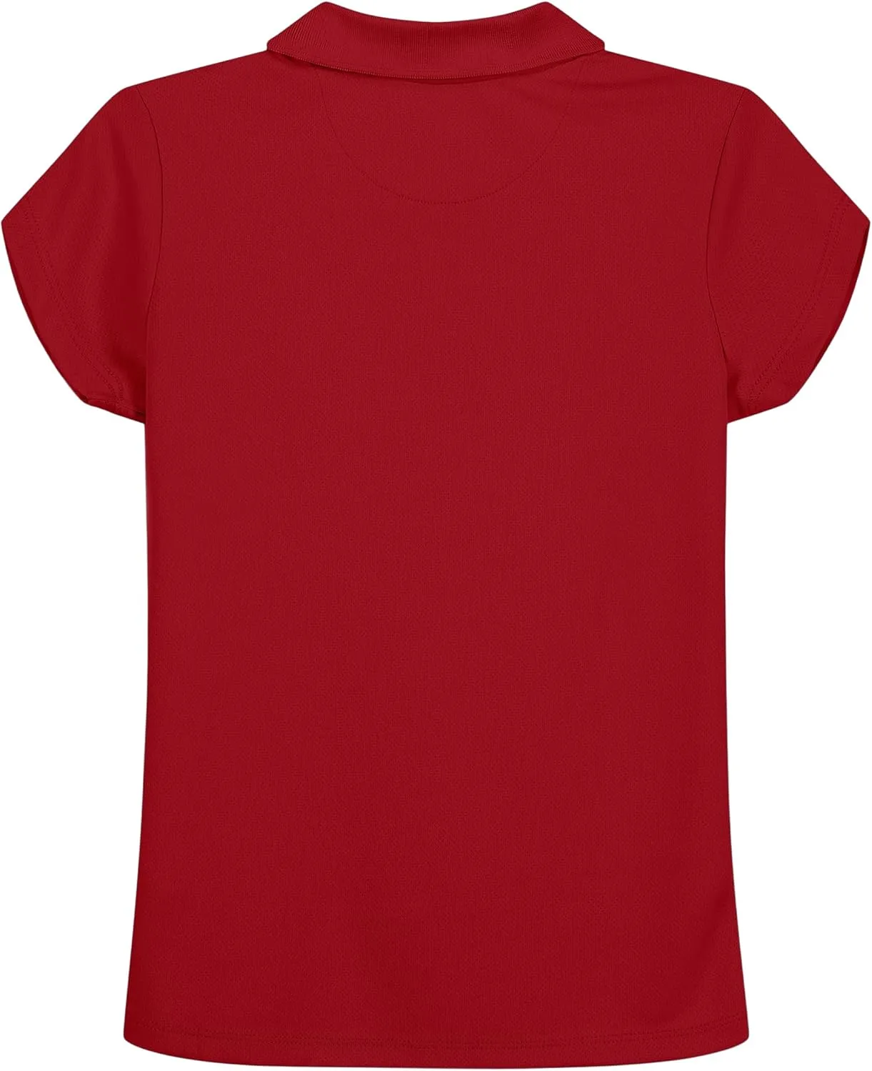 Nautica Girls' School Uniform Short Sleeve Polo Shirt, Button Closure, Moisture Wicking Performance Material, Shirring Detail