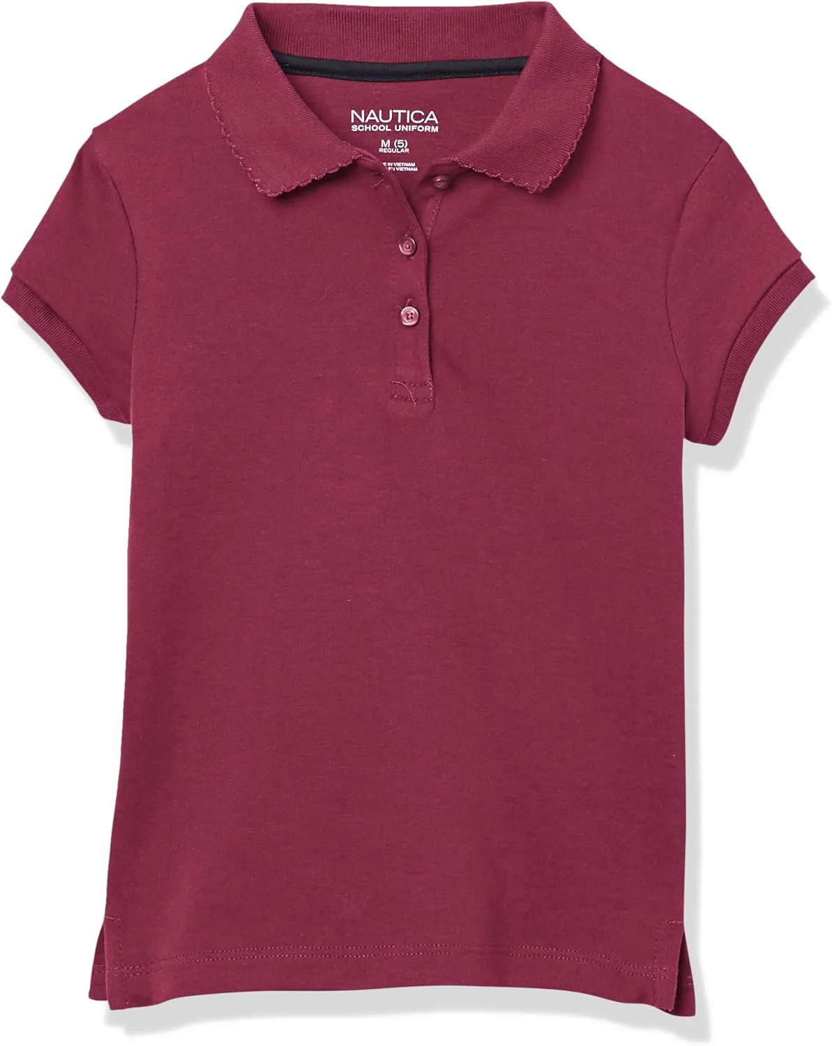Nautica Girls' School Uniform Short Sleeve Polo Shirt, Button Closure, Soft Pique Fabric