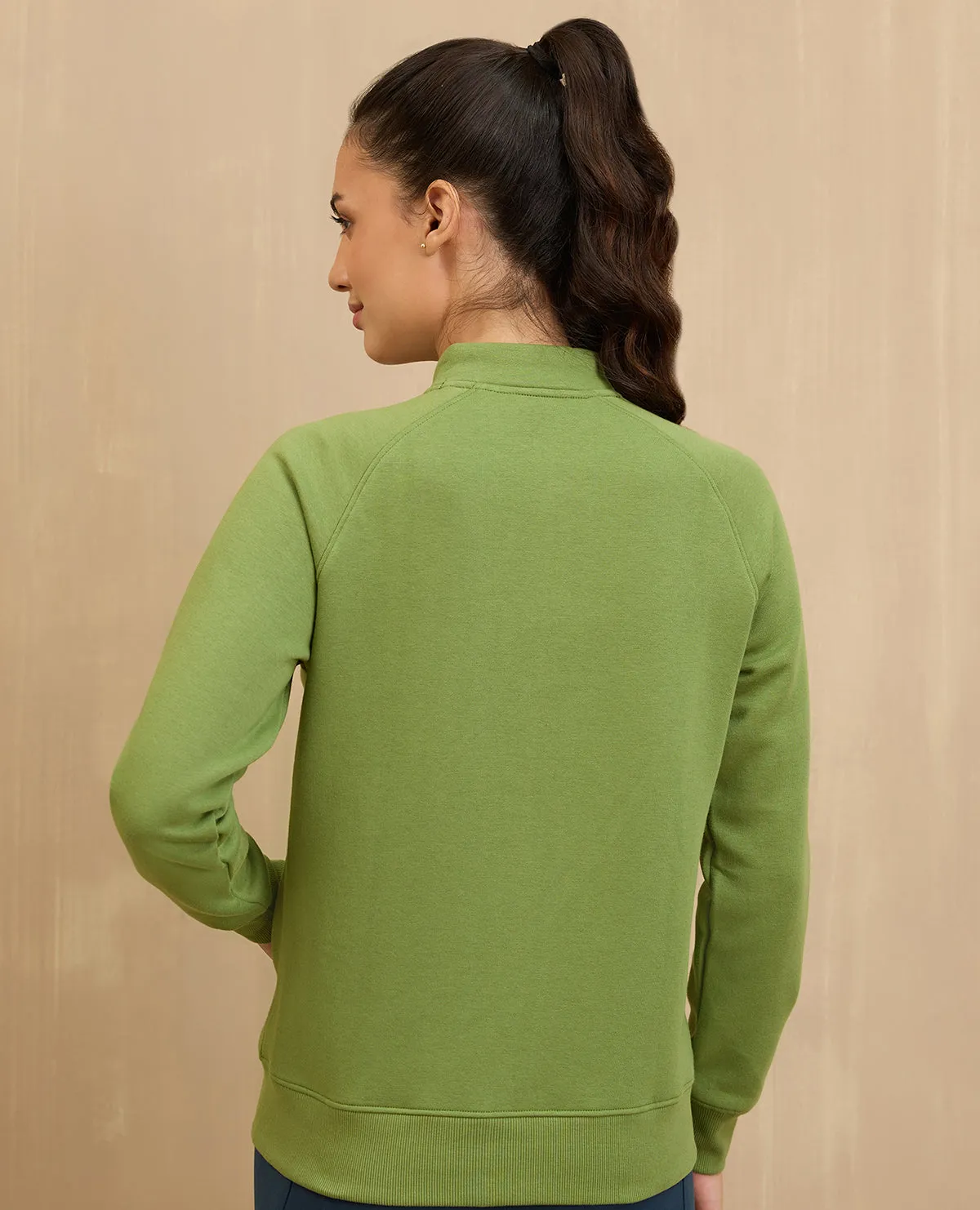 NYKD By Nykaa Cozy Fleece Zippered Jacket -NYLE704-Green