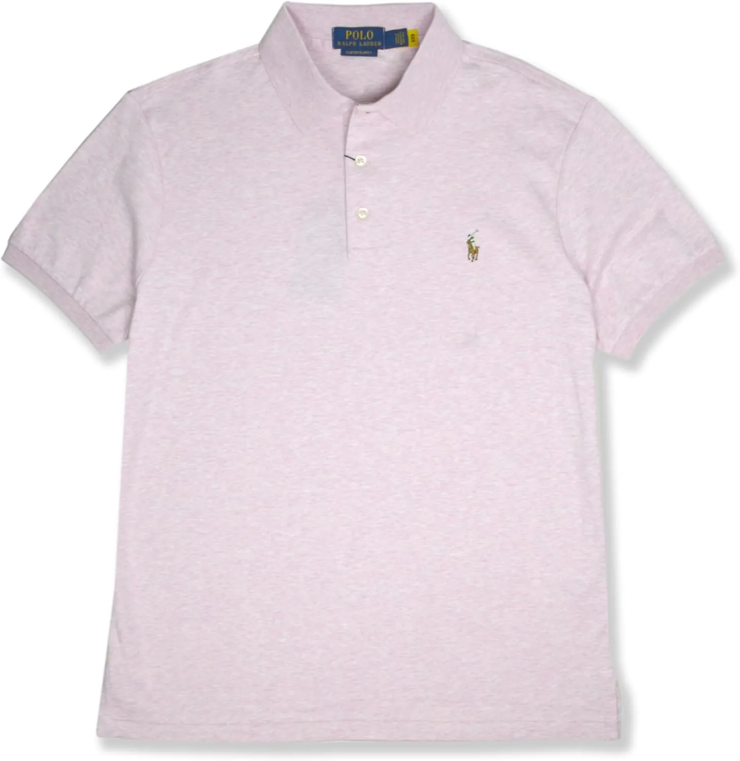 POLO RALPH LAUREN Mens Custom Slim Fit Soft Interlock Cotton Three Button Polo Shirt,
