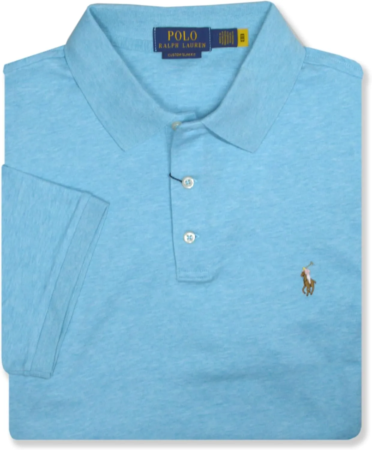 POLO RALPH LAUREN Mens Custom Slim Fit Soft Interlock Cotton Three Button Polo Shirt,