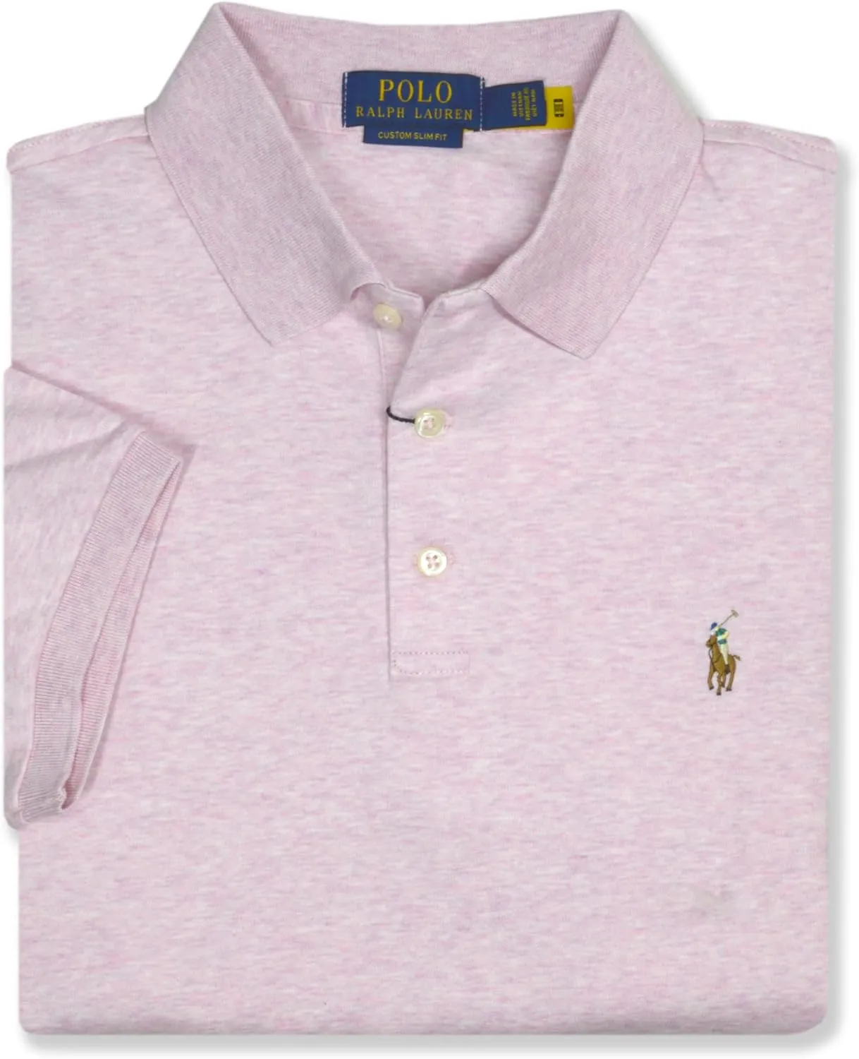 POLO RALPH LAUREN Mens Custom Slim Fit Soft Interlock Cotton Three Button Polo Shirt,