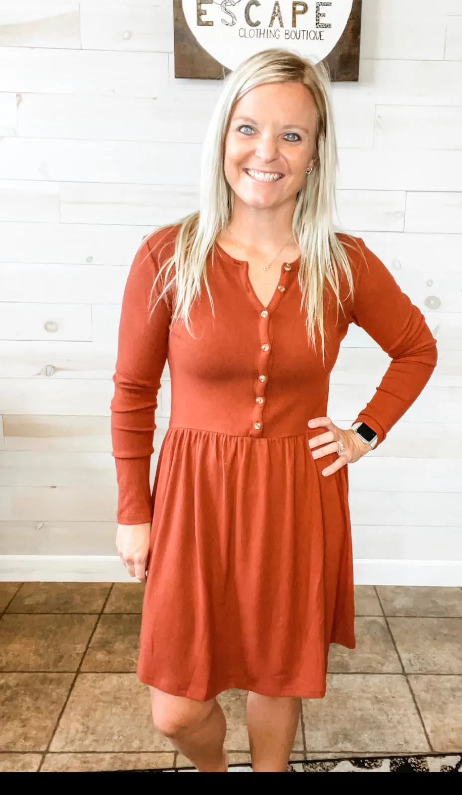 Pumpkin Spice Ribbed Dress