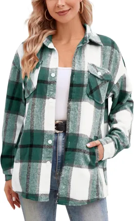 SANGTREE Girls Womens Flannel Shirt Long Sleeve Button Down Plaid Shirt Jacket, 3 Months - US 2XL
