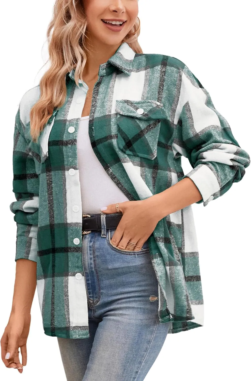 SANGTREE Girls Womens Flannel Shirt Long Sleeve Button Down Plaid Shirt Jacket, 3 Months - US 2XL