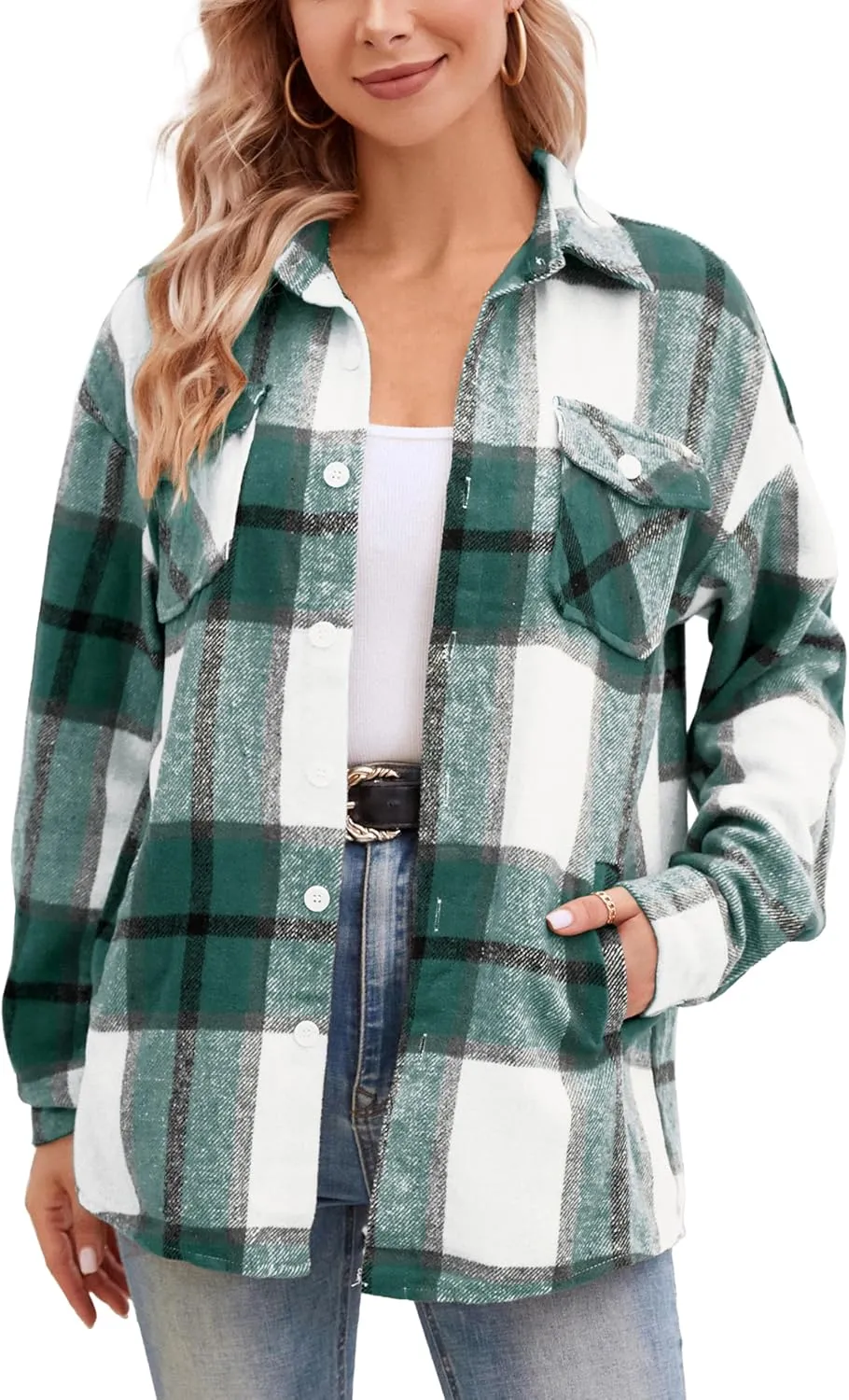 SANGTREE Girls Womens Flannel Shirt Long Sleeve Button Down Plaid Shirt Jacket, 3 Months - US 2XL