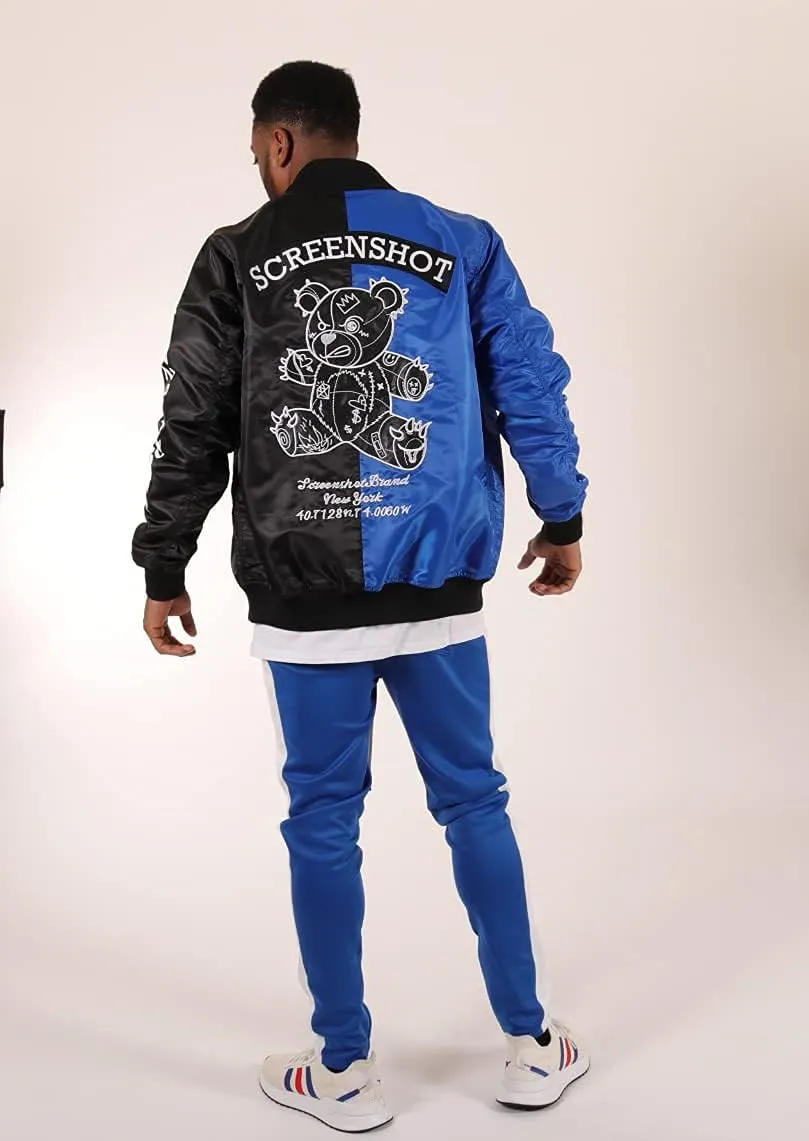 SCREENSHOT Hip-Hop Urban NYC Fashion Padded Bomber Jacket - Quilted Linning Outdoor Streetwear Graffiti Patch Zip Up Top