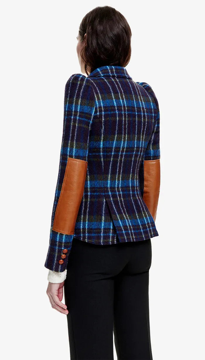 Smfa24030 Blue Plaid Pouf Blazer