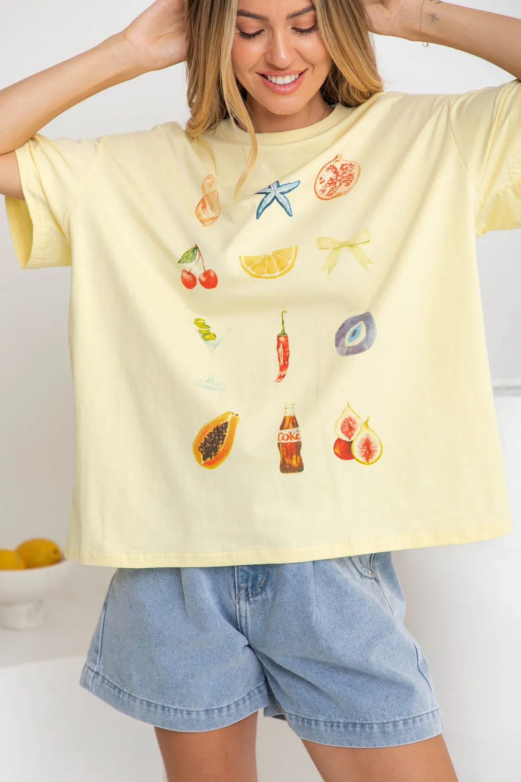 Summer Relaxed-Fit Graphic Tee - Yellow