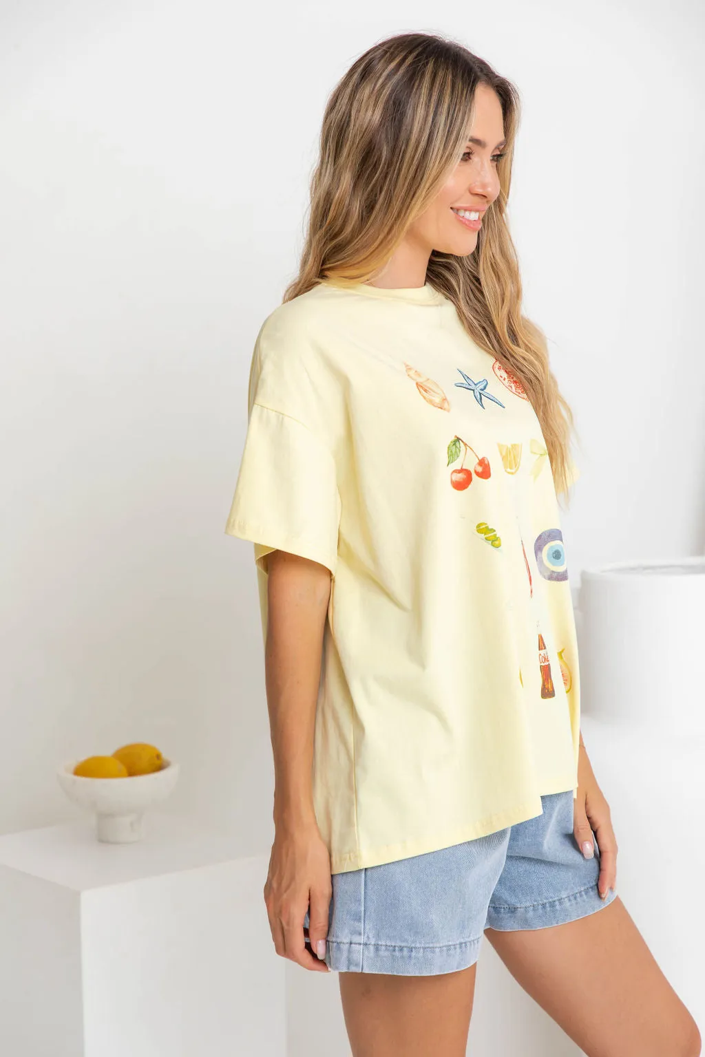 Summer Relaxed-Fit Graphic Tee - Yellow