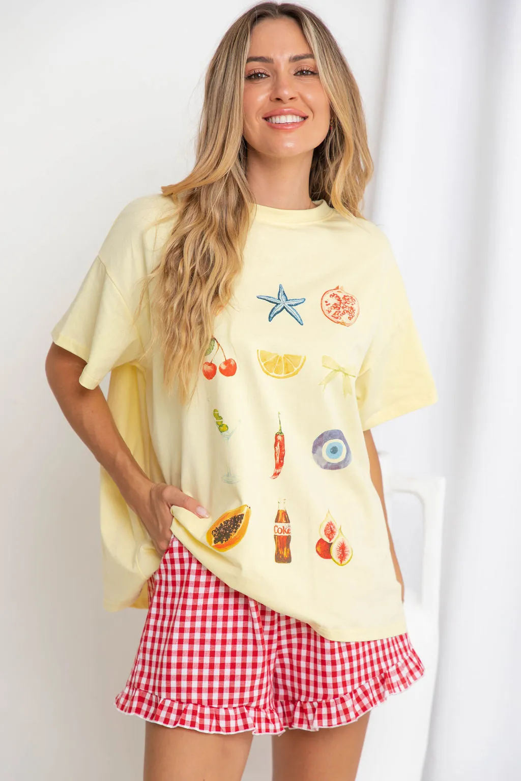 Summer Relaxed-Fit Graphic Tee - Yellow