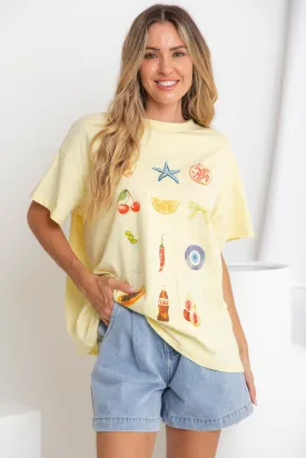 Summer Relaxed-Fit Graphic Tee - Yellow