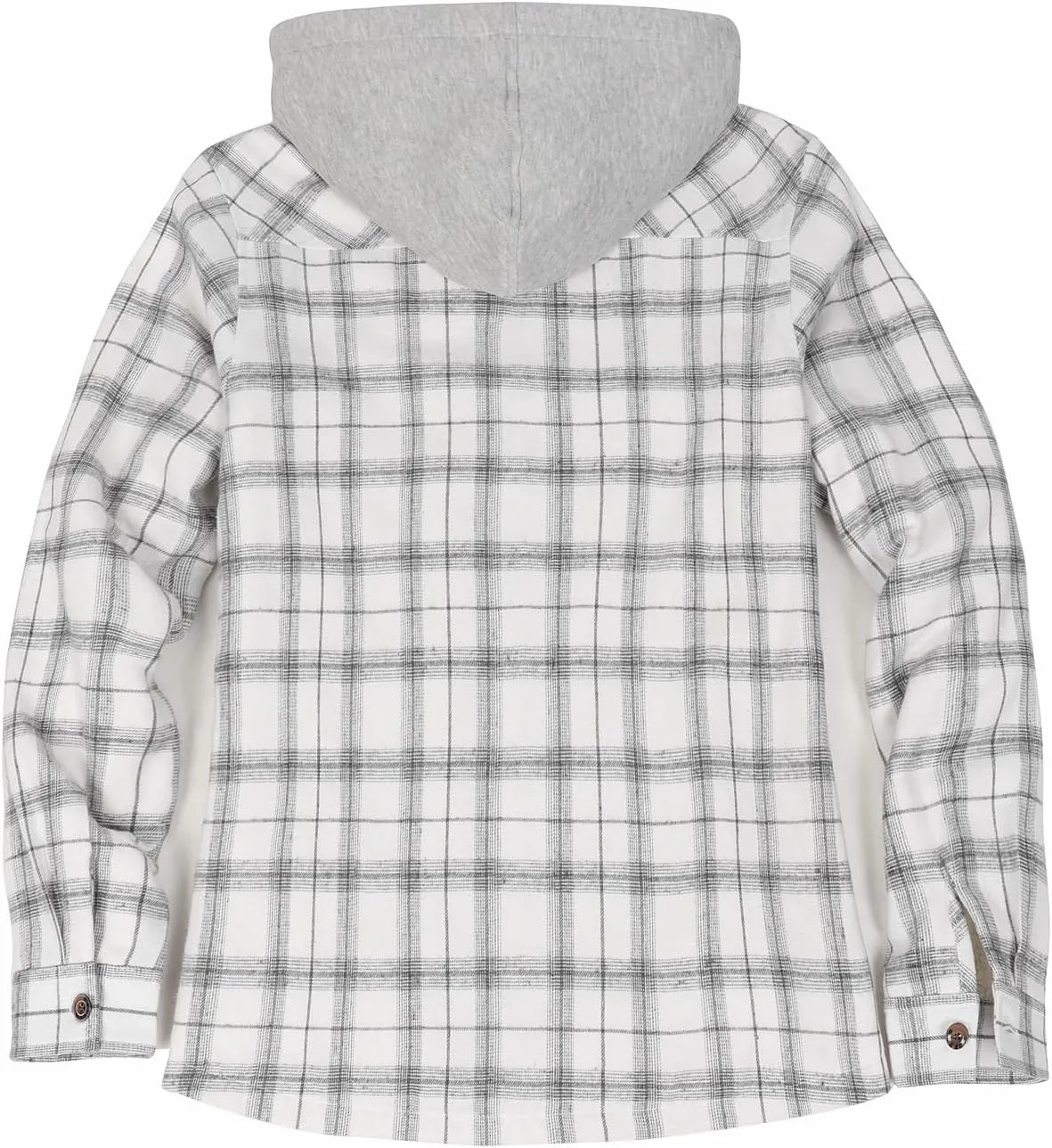 ThCreasa Womens Full Sherpa Lined Plaid Flannel Hooded Jacket with Hand Pockets, Zip Up Fuzzy Hoodie Flannel Shacket