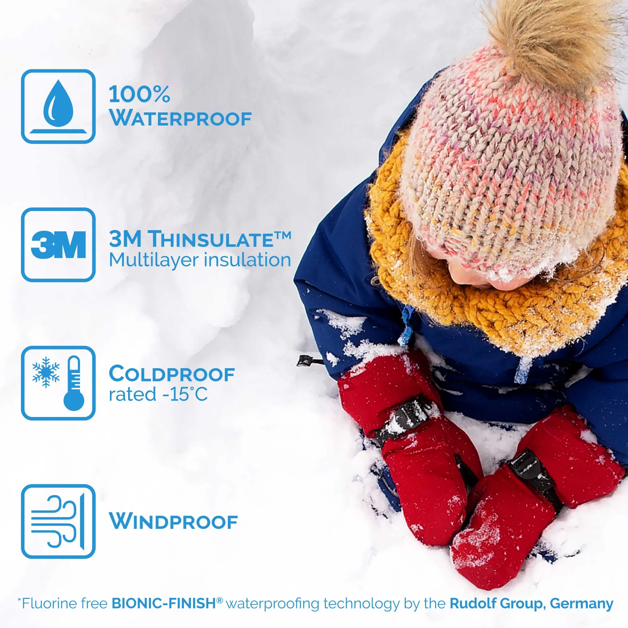 Toasty-Dry Waterproof Snow Mitten: Neon Peaks