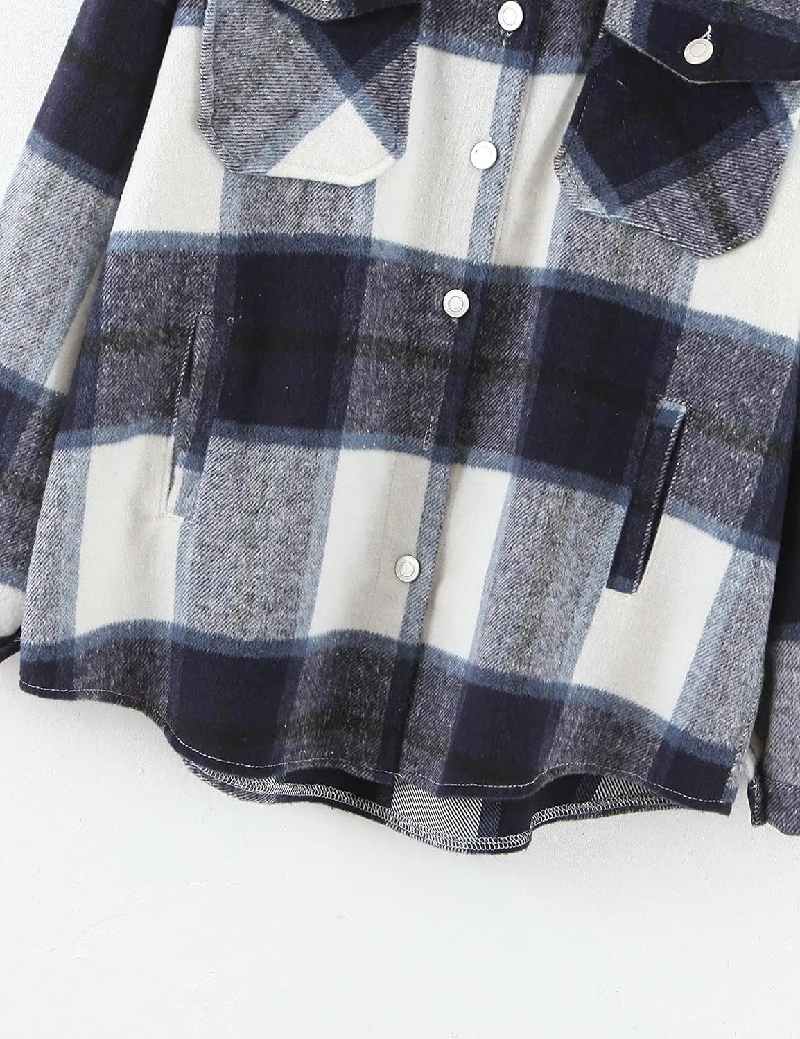 UANEO Womens Plaid Shacket Button Down Wool Blend Fall Flannel Shirt Jacket