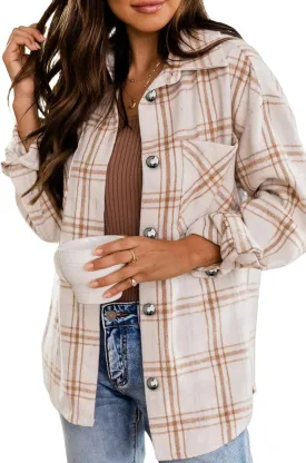 UANEO Womens Plaid Shacket Button Down Wool Blend Fall Flannel Shirt Jacket