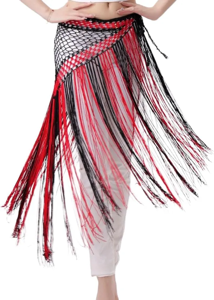 Women's Belly Dance Long Tassels Triangle Hip Scarf Festival Costume